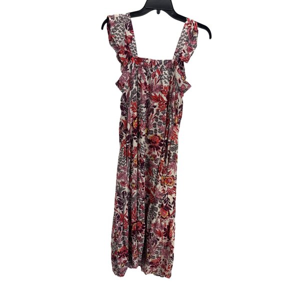 Knox Rose Floral Maxi Dress Small Pink Flutter Sleeves Boho Ruffle Cottagecore - Picture 6 of 8